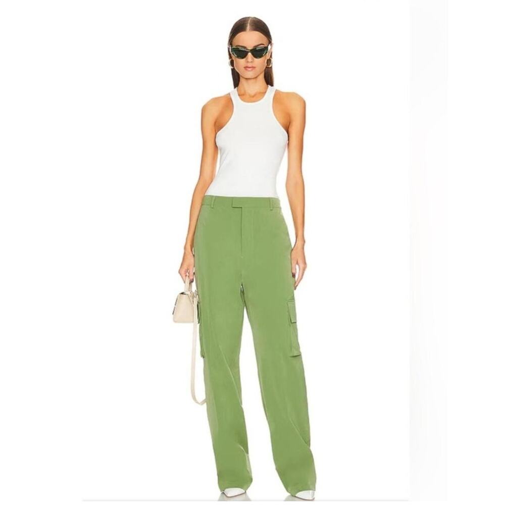 Helsa x Revolve Womens Trousers Pants M Green Tech Gabardine Cargo Minimalist
